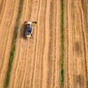 Aerial image of a farm with a tractor