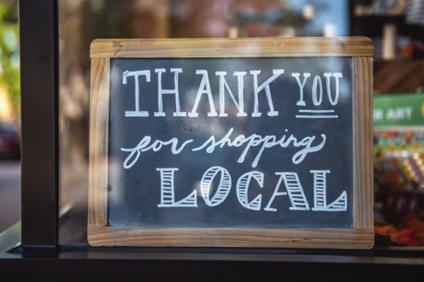 Shop local window sign