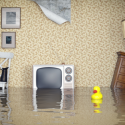 A living room that is Flooded